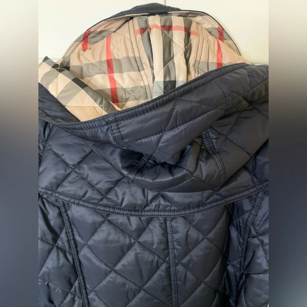 Authentic Burberry Finsbridge‎ Long Quilted Jacket Coat Belted Waist Navy XL NWT - Picture 6 of 13